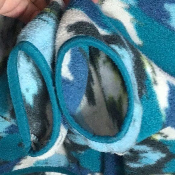 Patagonia Womans S Synchilla Snap T Fleece Pullover Blue Green Wave Print - Picture 4 of 5